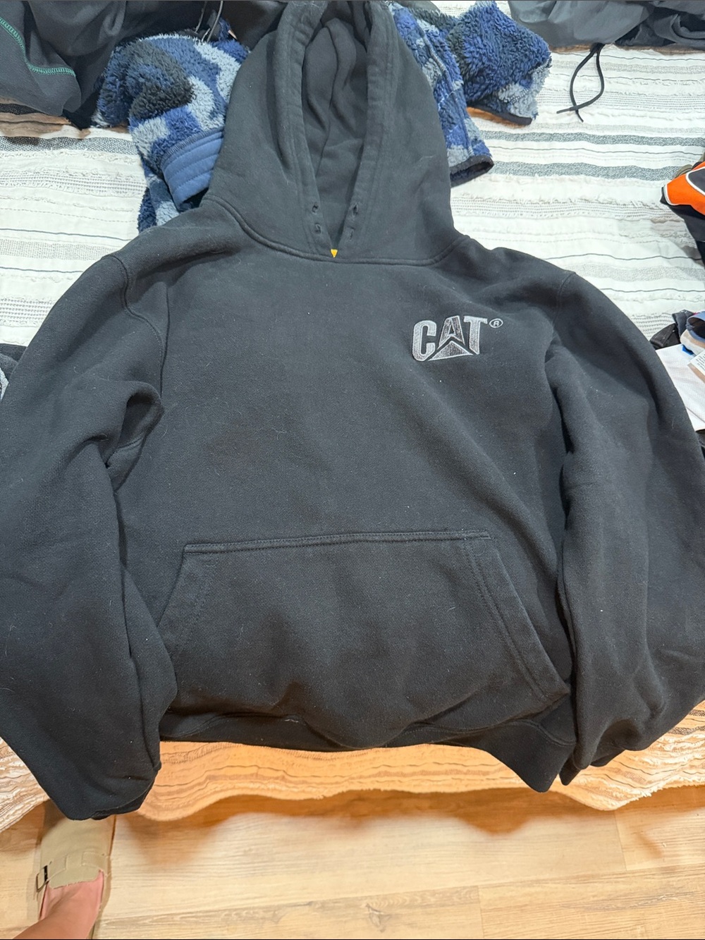 CAT® Black Pullover Hoodie looks gray but is black